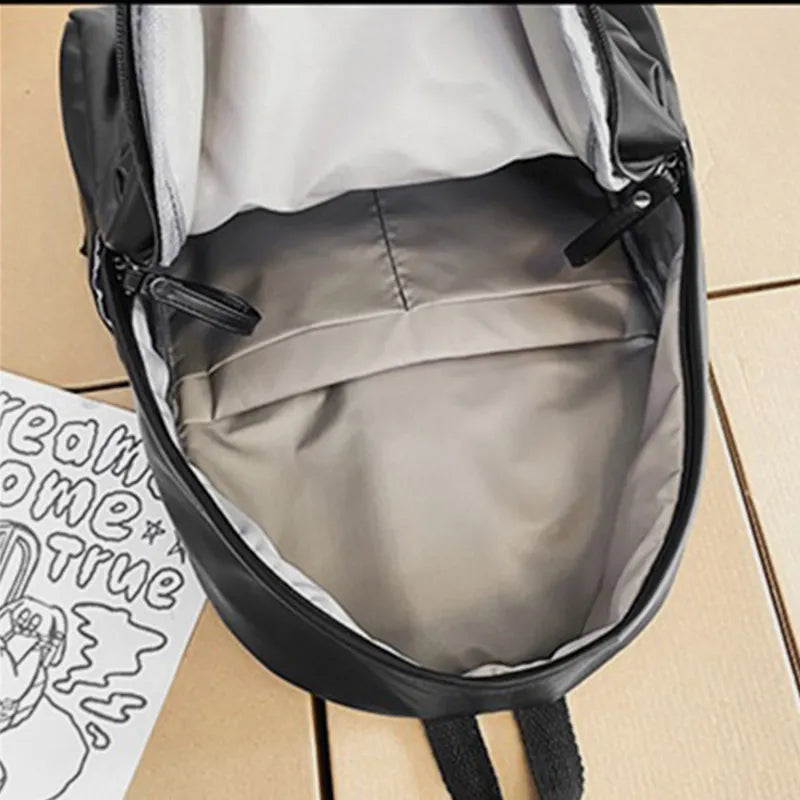 PU Leather Zip Backpack Bag - Korvel
