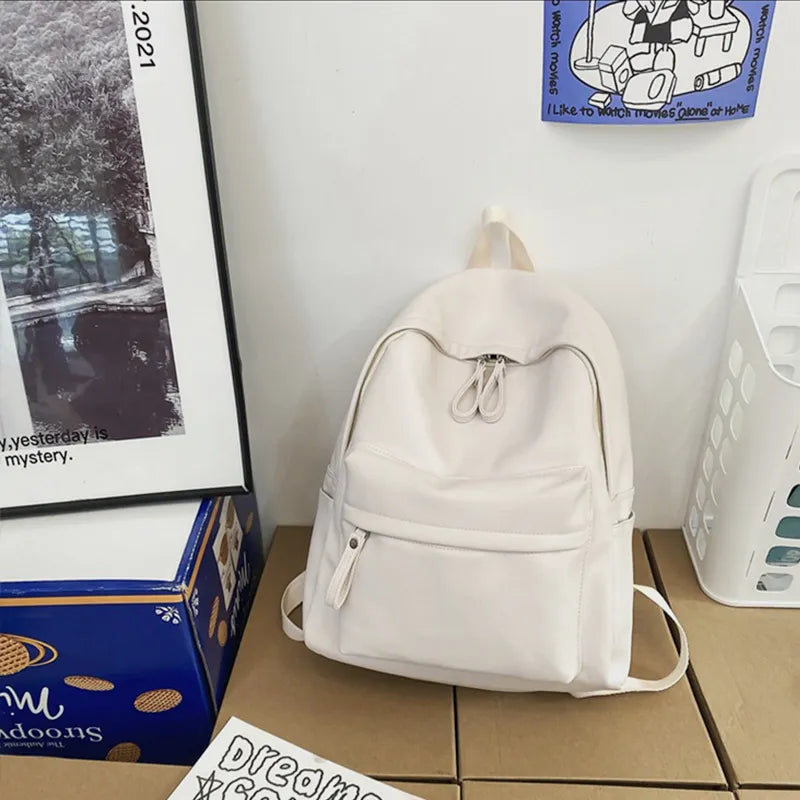 PU Leather Zip Backpack Bag - Korvel