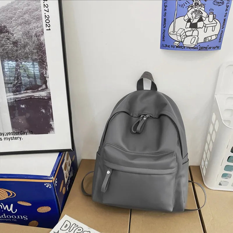 PU Leather Zip Backpack Bag - Korvel