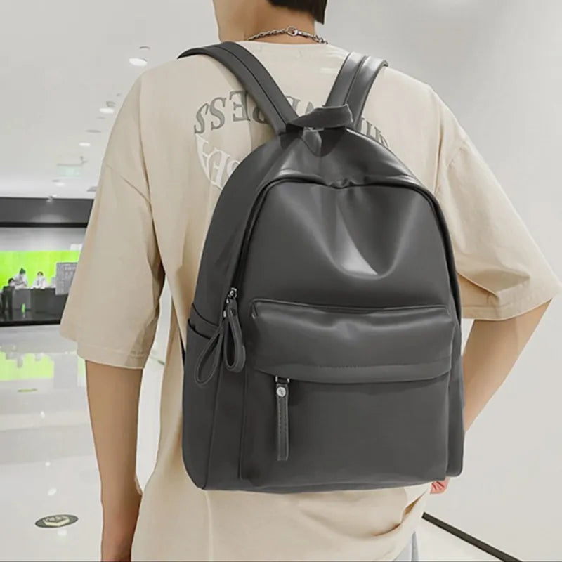 PU Leather Zip Backpack Bag - Korvel