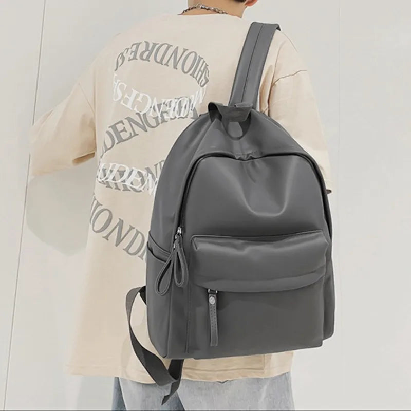 PU Leather Zip Backpack Bag - Korvel