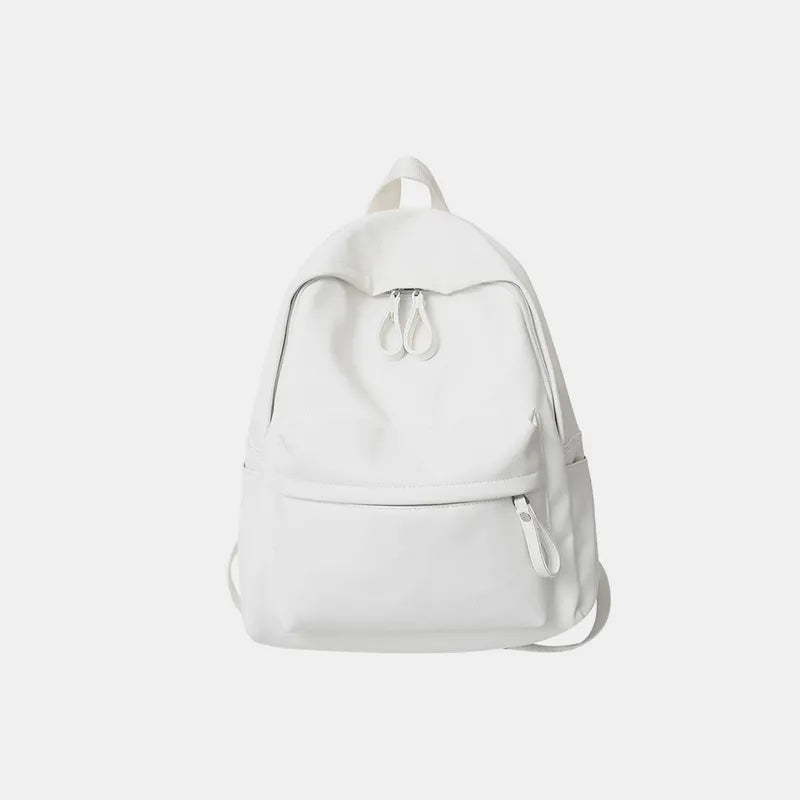 PU Leather Zip Backpack Bag - Korvel