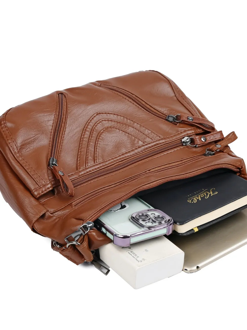 Premium PU Multi-Compartment Crossbody Bag