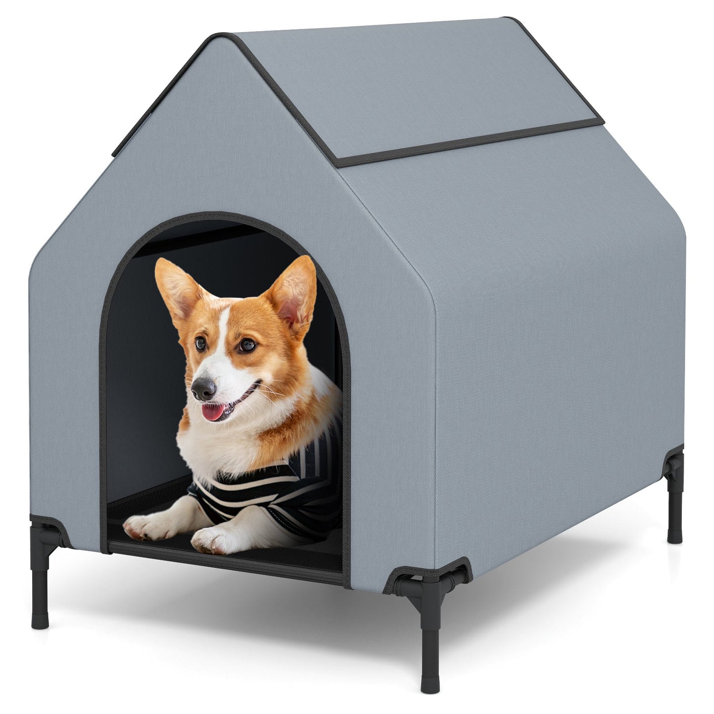 Elevated Outdoor Pet House with Ventilated Windows