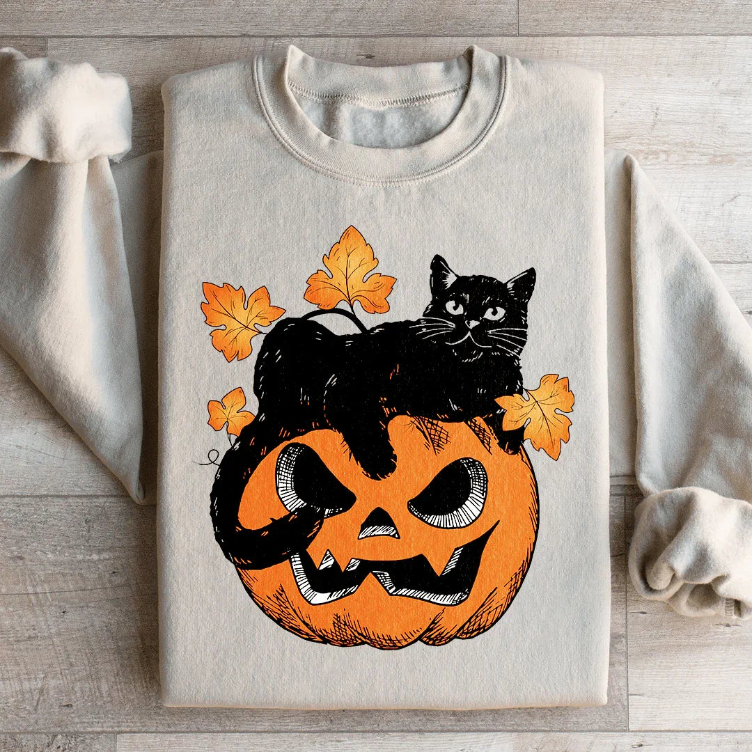 Sudadera con capucha de gato calabaza
