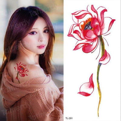 Purple 3D Flower Temporary Tattoos - Luxury Body Art Stickers