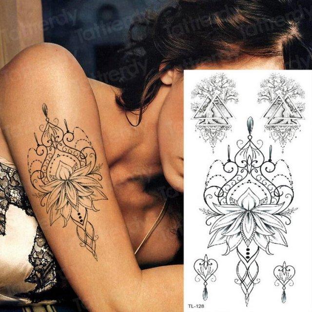 Tatouages Temporaires Fleurs 3D Pourpres - Autocollants de Corps de Luxe