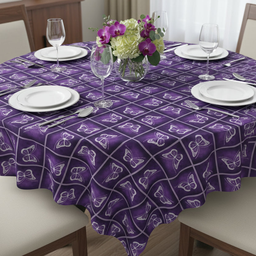 Purple Butterfly Design Tablecloth