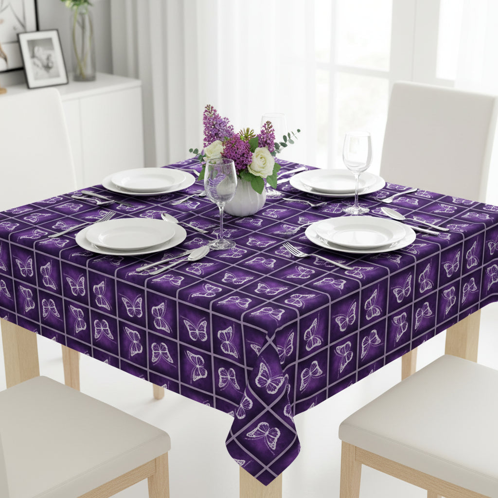 Purple Butterfly Design Tablecloth