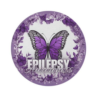 Vibrant Butterfly Round Rug for Epilepsy Awareness - Korvel