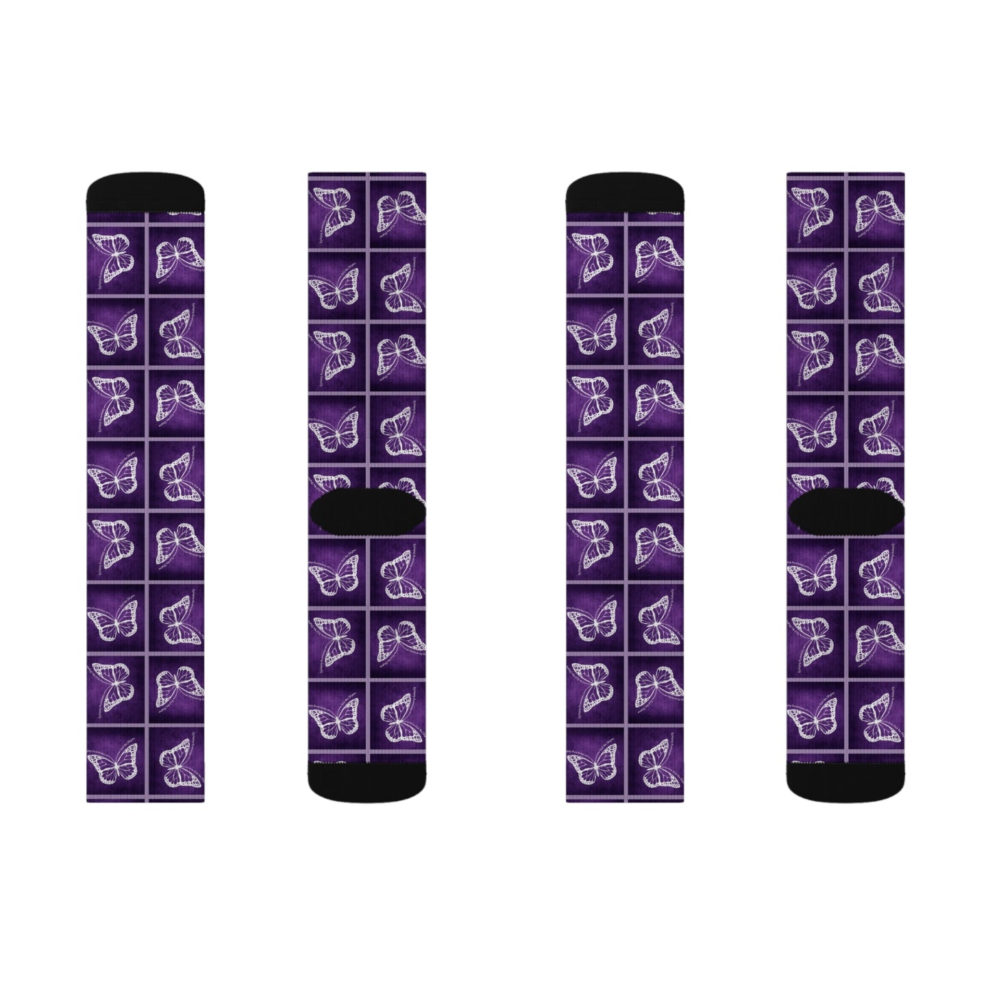 Chaussettes Crew à Motif Papillon Violet