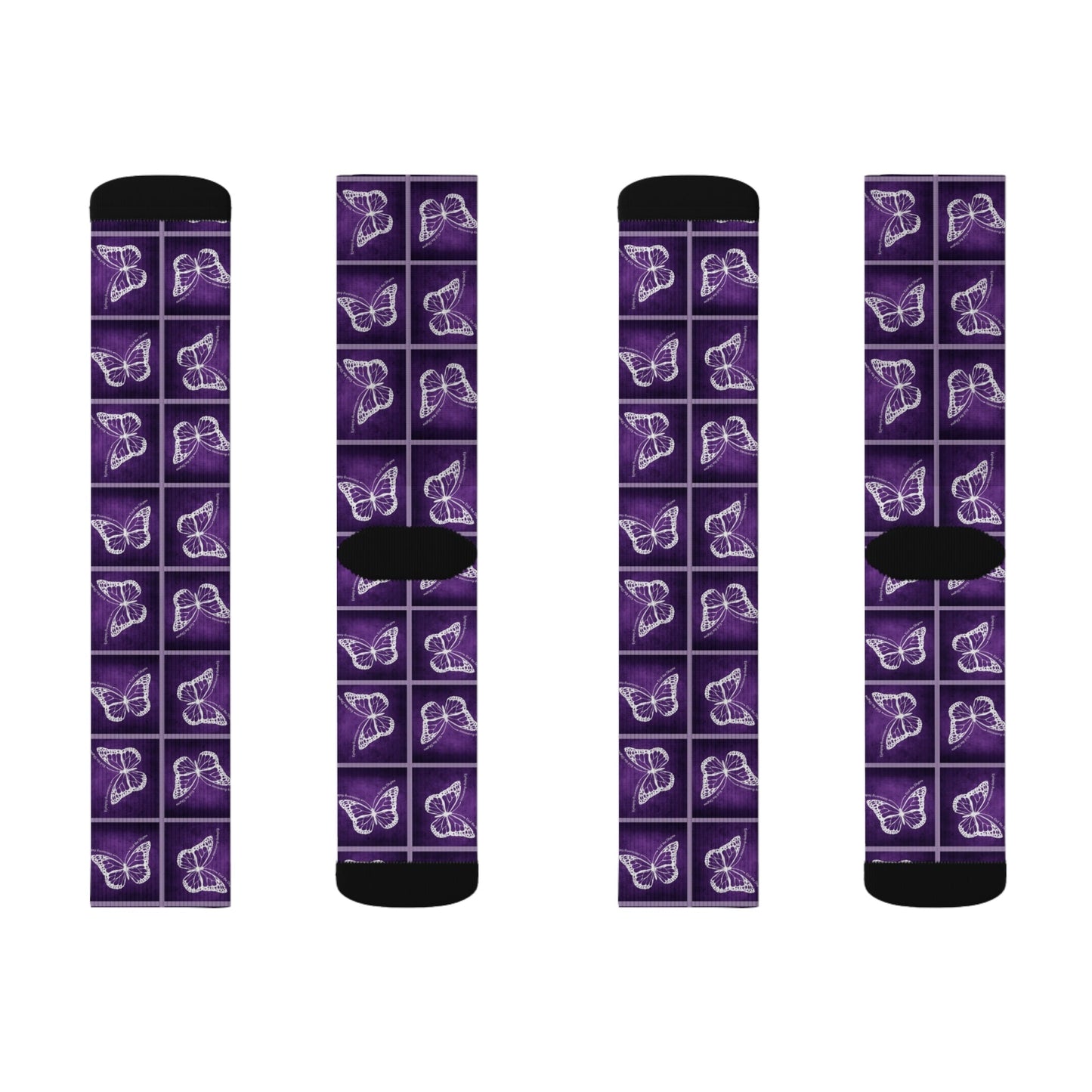 Chaussettes Crew à Motif Papillon Violet