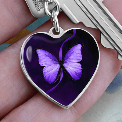 Purple Butterfly Keychain for Seizure Awareness