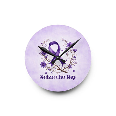 Purple Seize the Day Wall Clock
