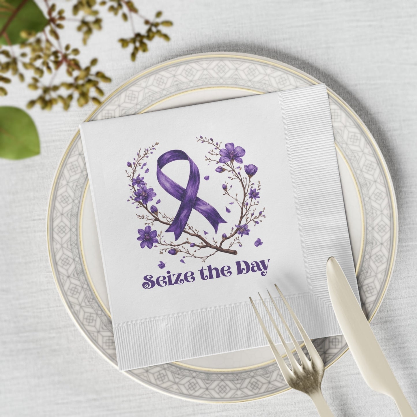 Serviettes Purple Floral Seize the Day