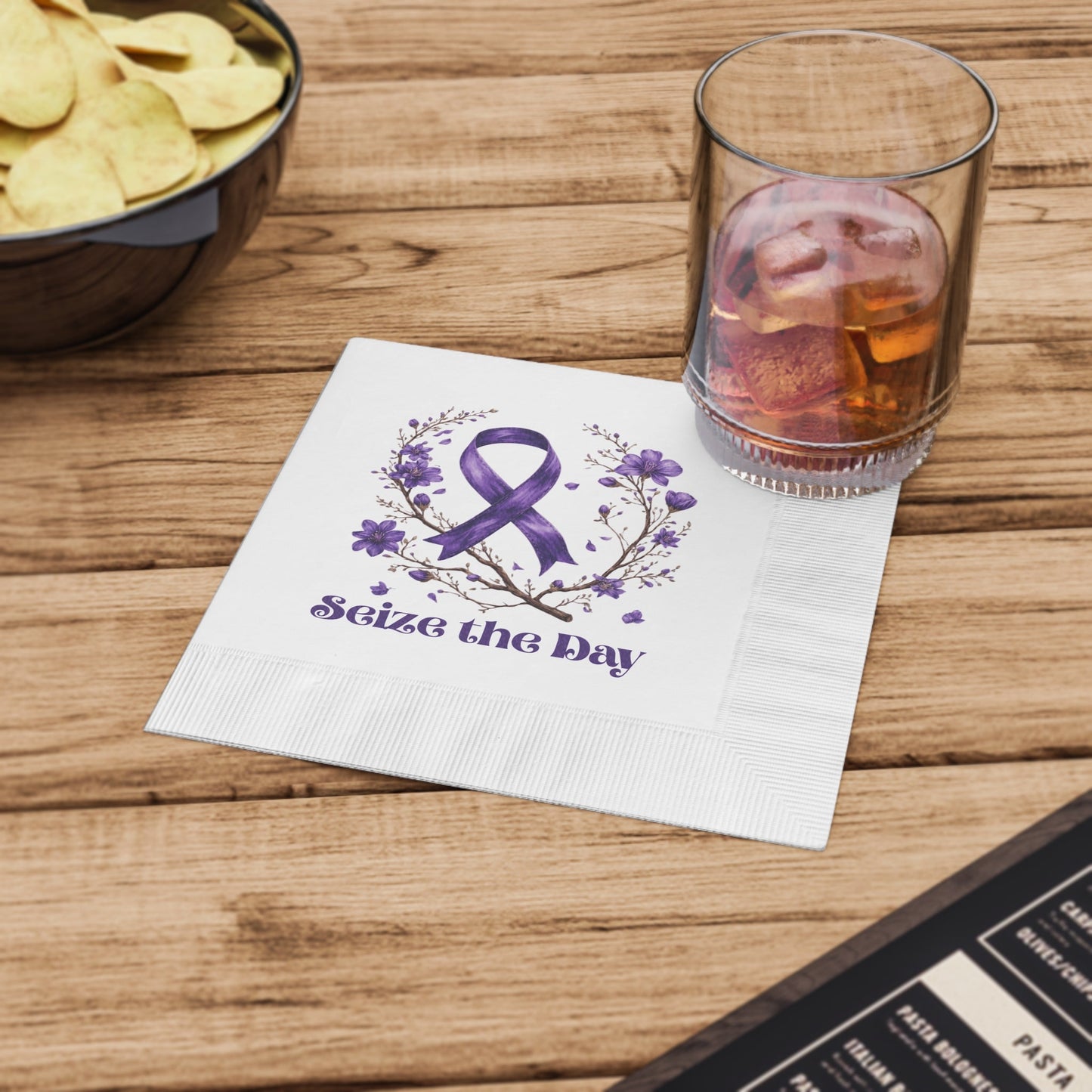 Serviettes Purple Floral Seize the Day