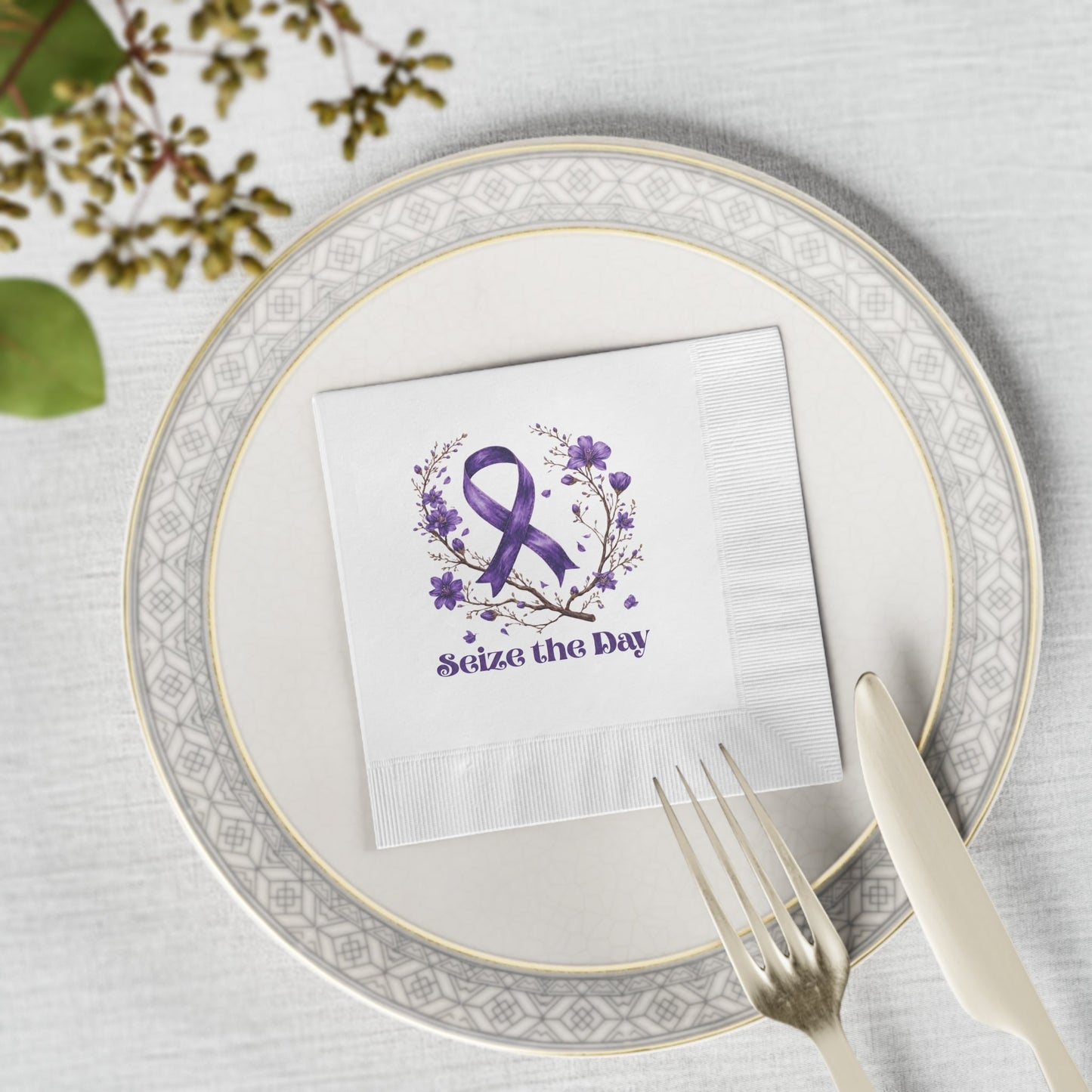 Serviettes Purple Floral Seize the Day