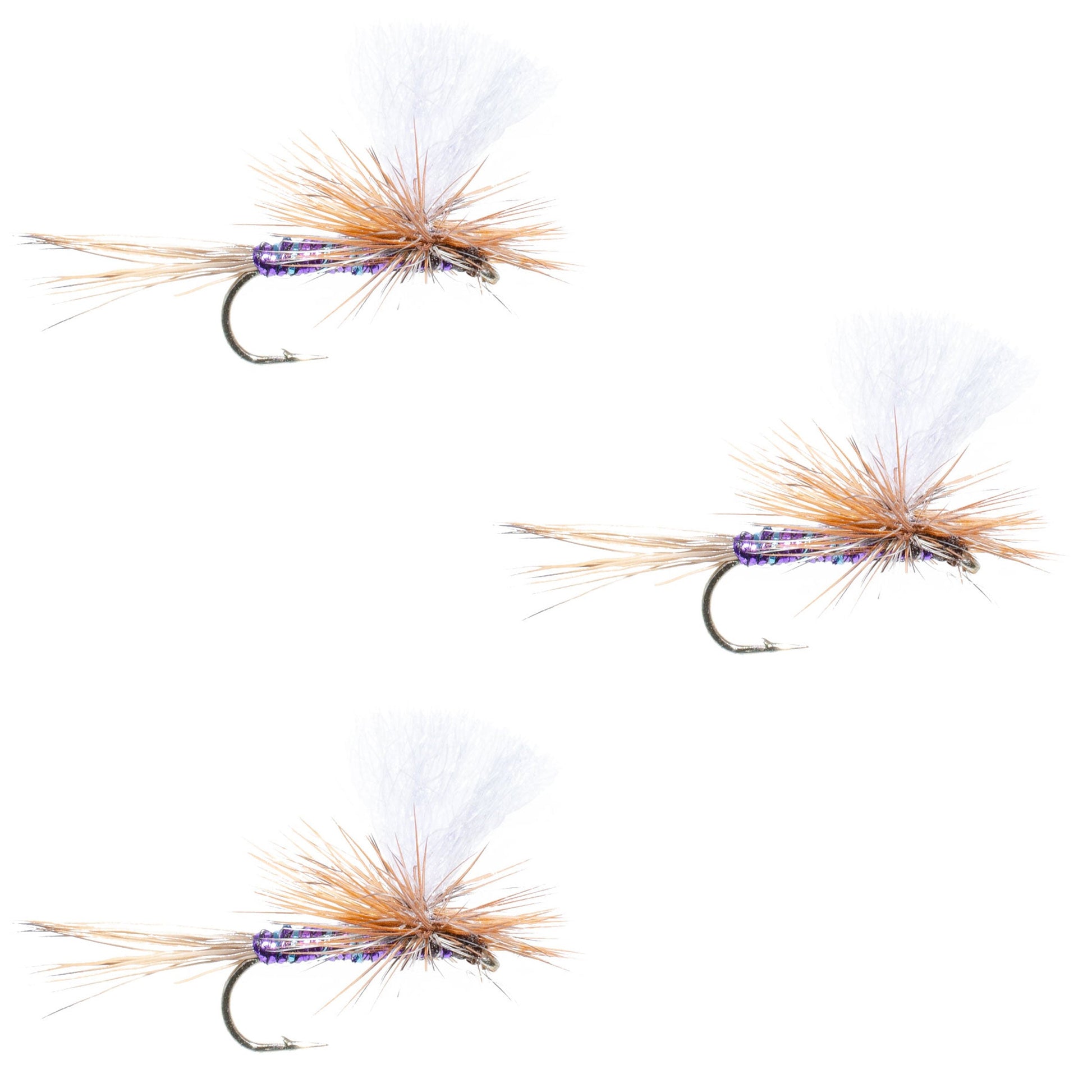 3 Pack Parachute Super Flash Purple Haze Dry Fly - Size 14 - Korvel