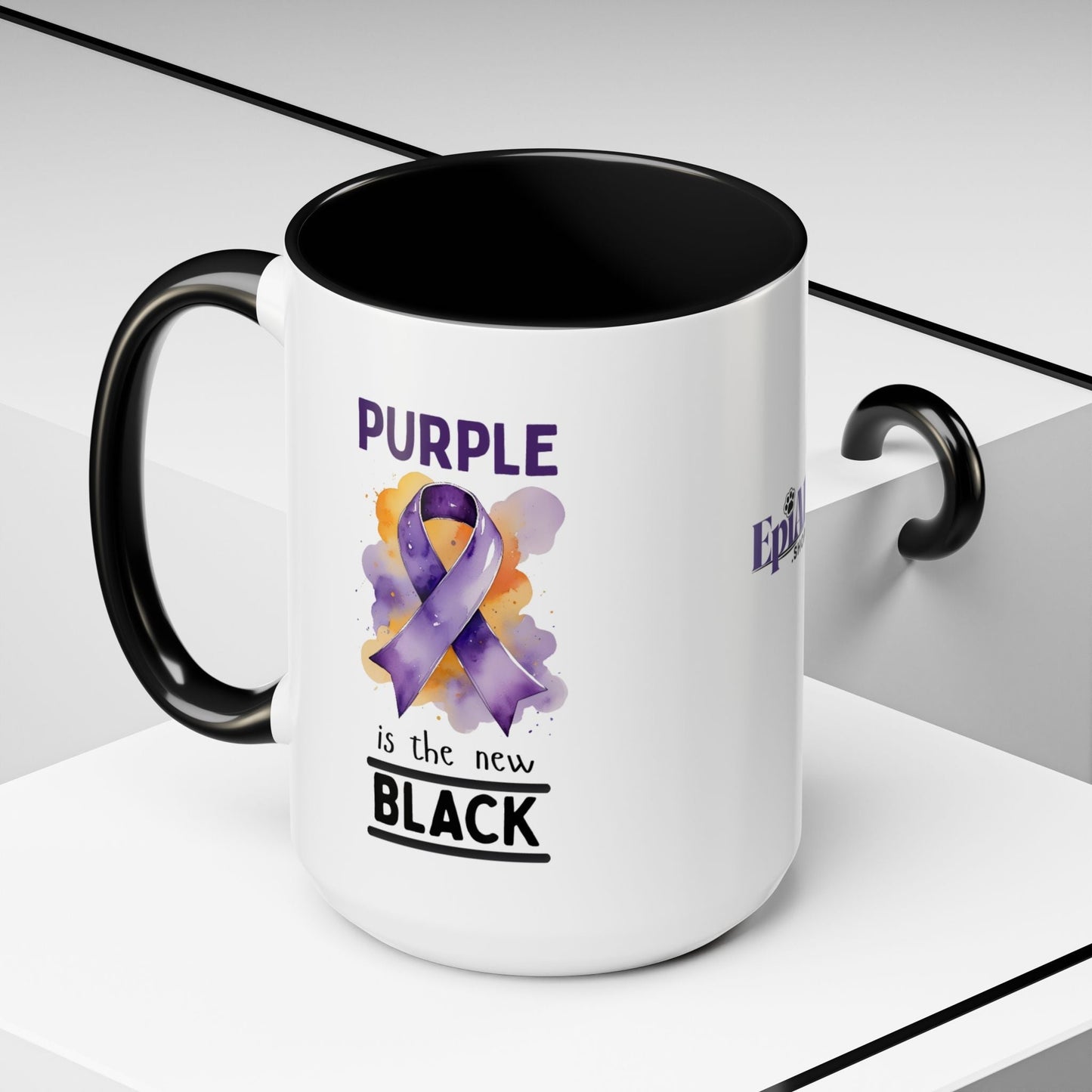 Taza de Café con Acento de Cinta Púrpura