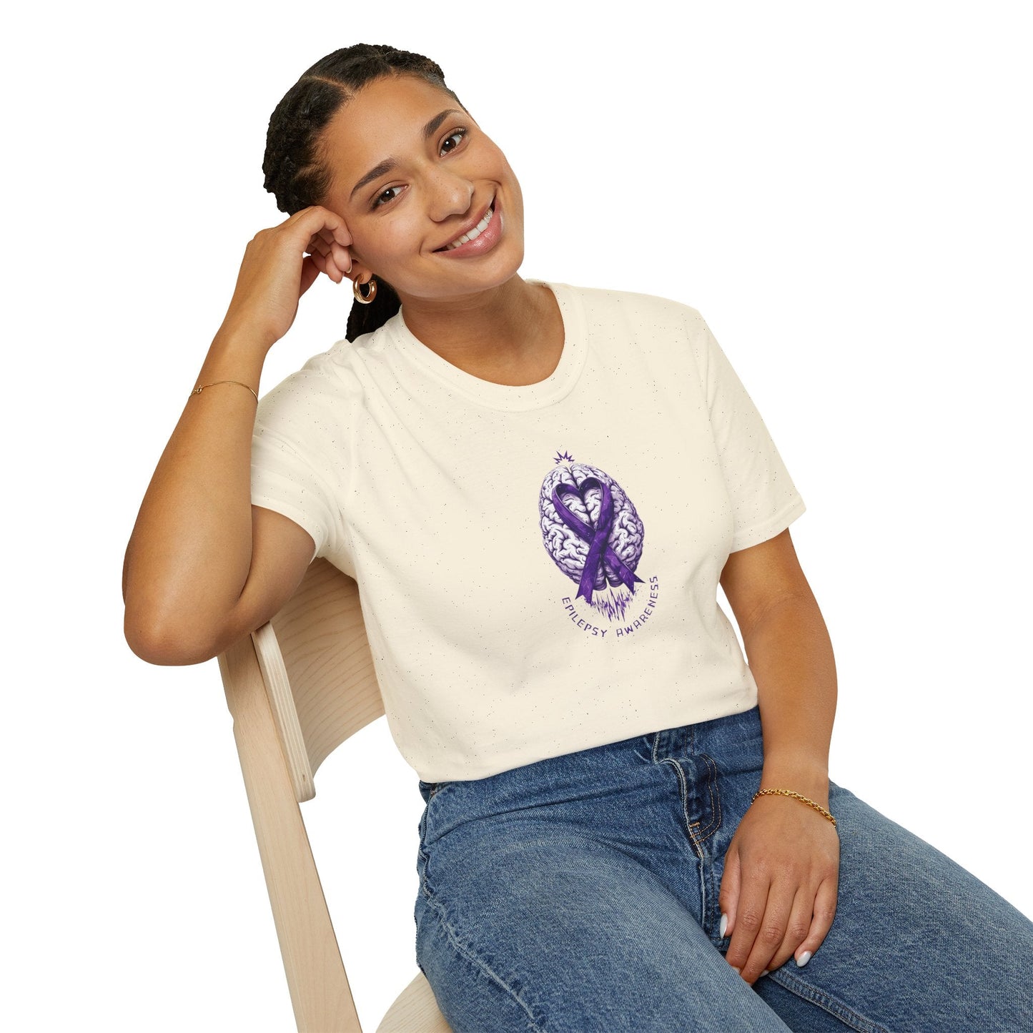 T-shirt unisexe graphique cerveau ruban violet