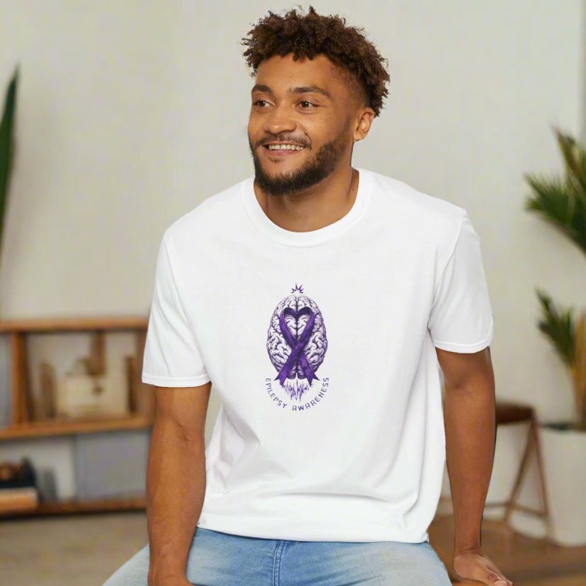 T-shirt unisexe graphique cerveau ruban violet