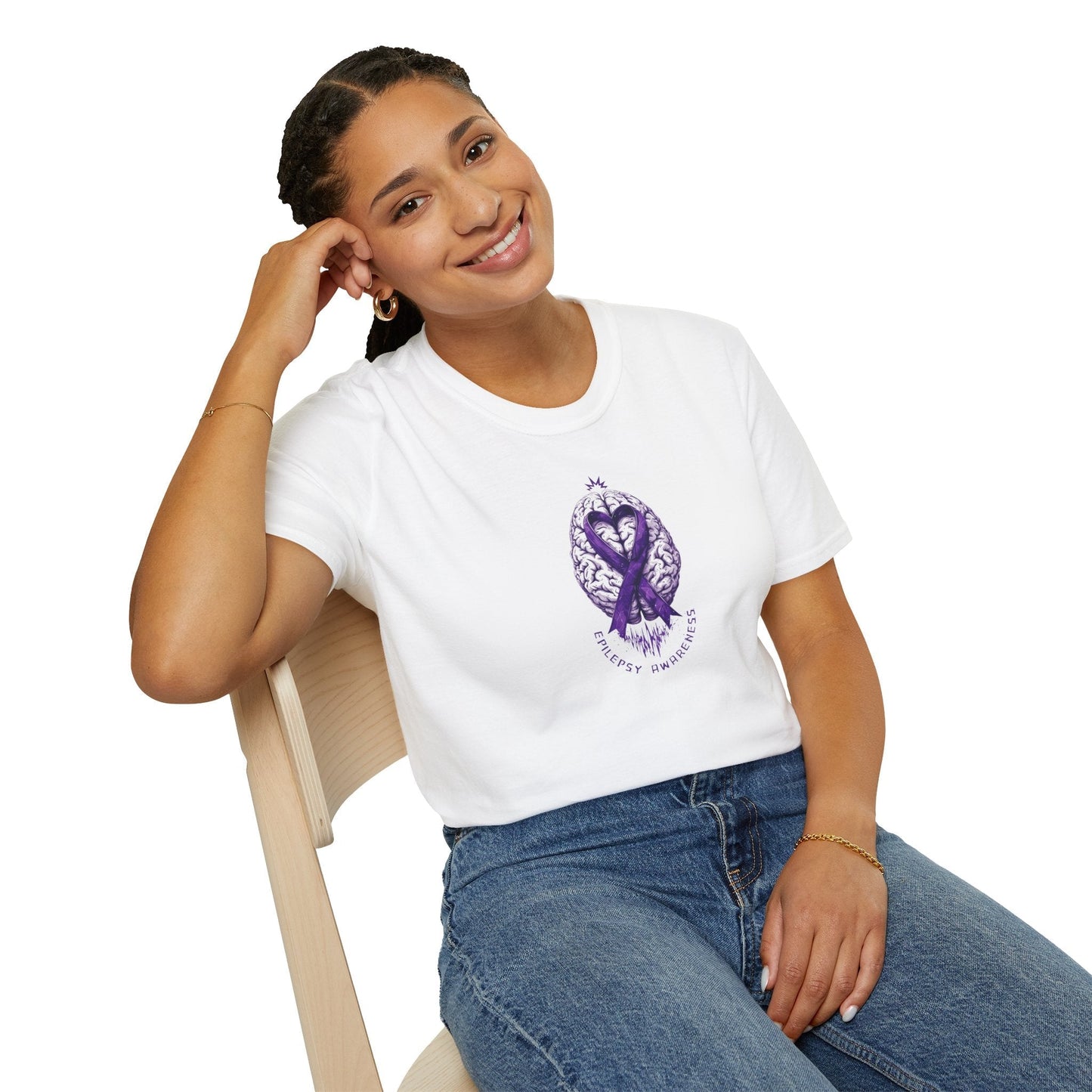 T-shirt unisexe graphique cerveau ruban violet