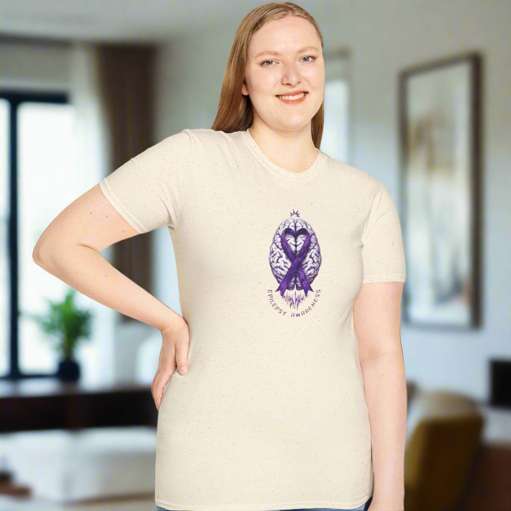 T-shirt unisexe graphique cerveau ruban violet