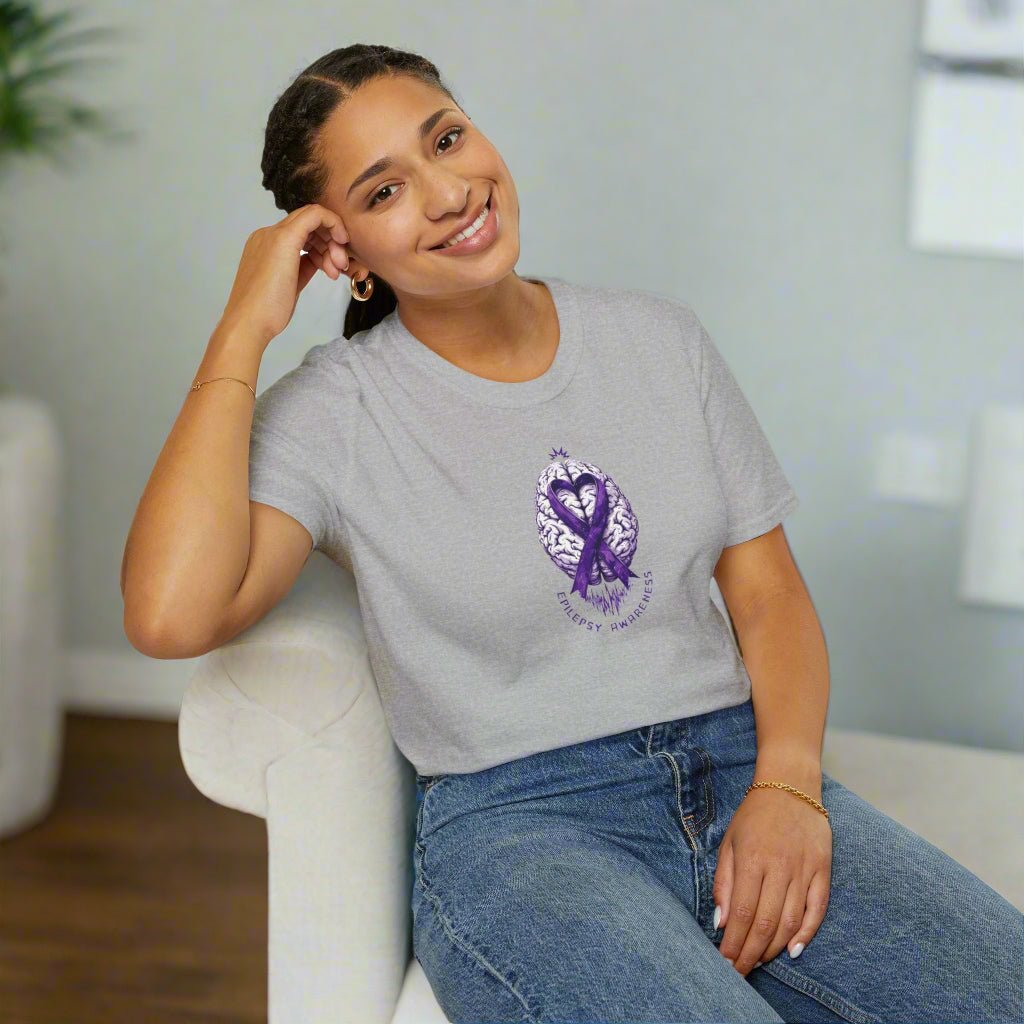 T-shirt unisexe graphique cerveau ruban violet