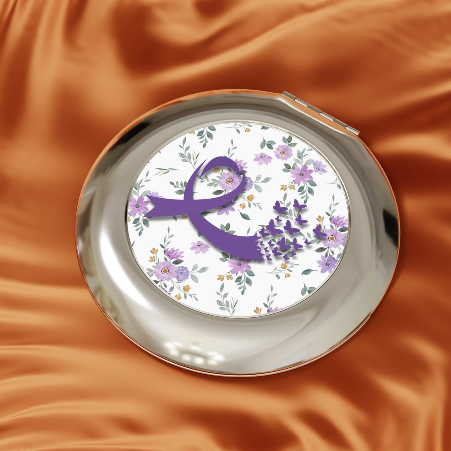 Miroir de voyage compact Papillon à ruban violet