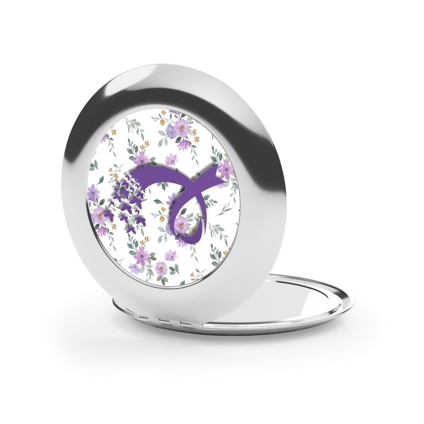 Miroir de voyage compact Papillon à ruban violet