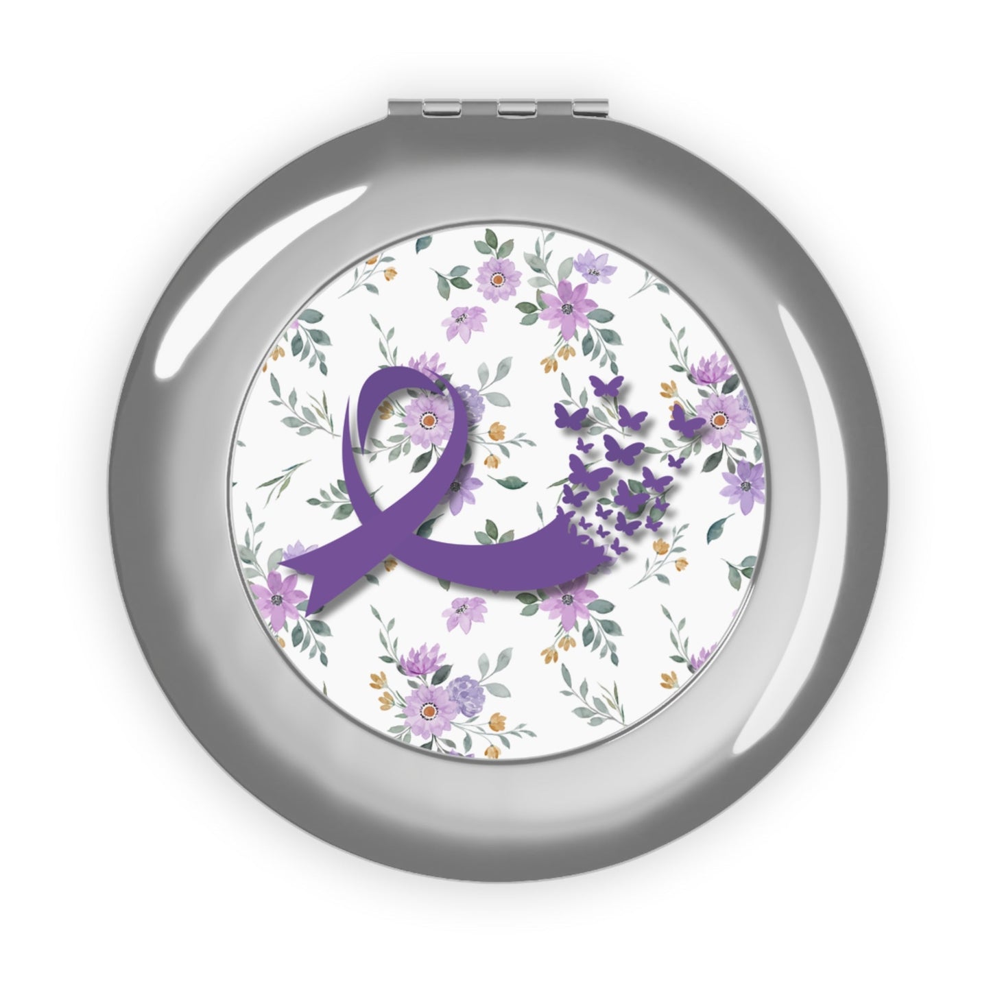 Miroir de voyage compact Papillon à ruban violet