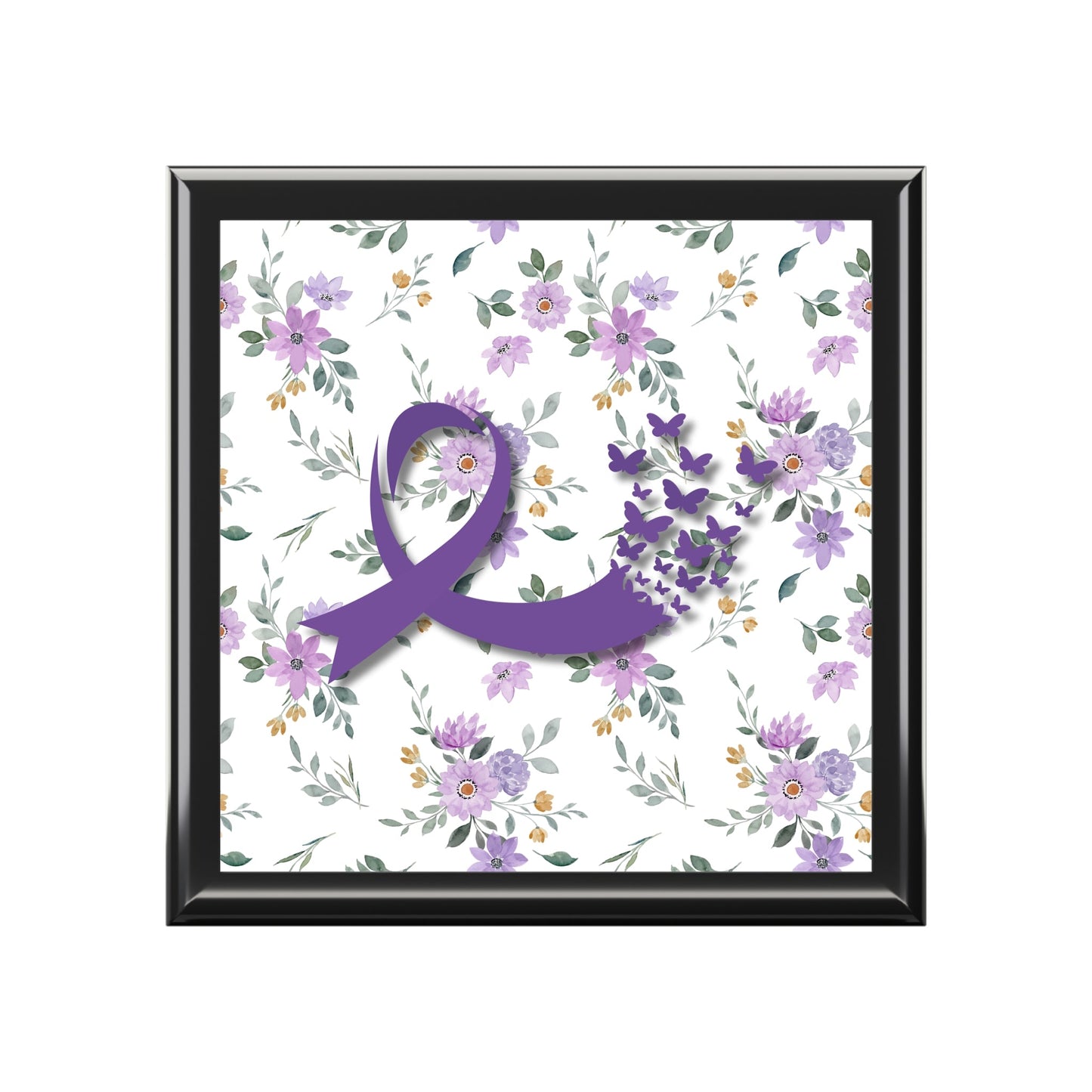 Boîte à bijoux élégante avec ruban violet et papillon