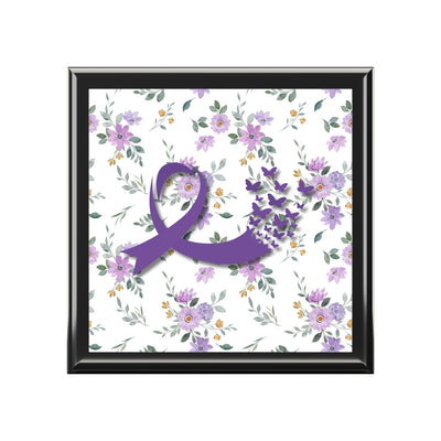 Elegant Purple Ribbon & Butterfly Jewelry Box