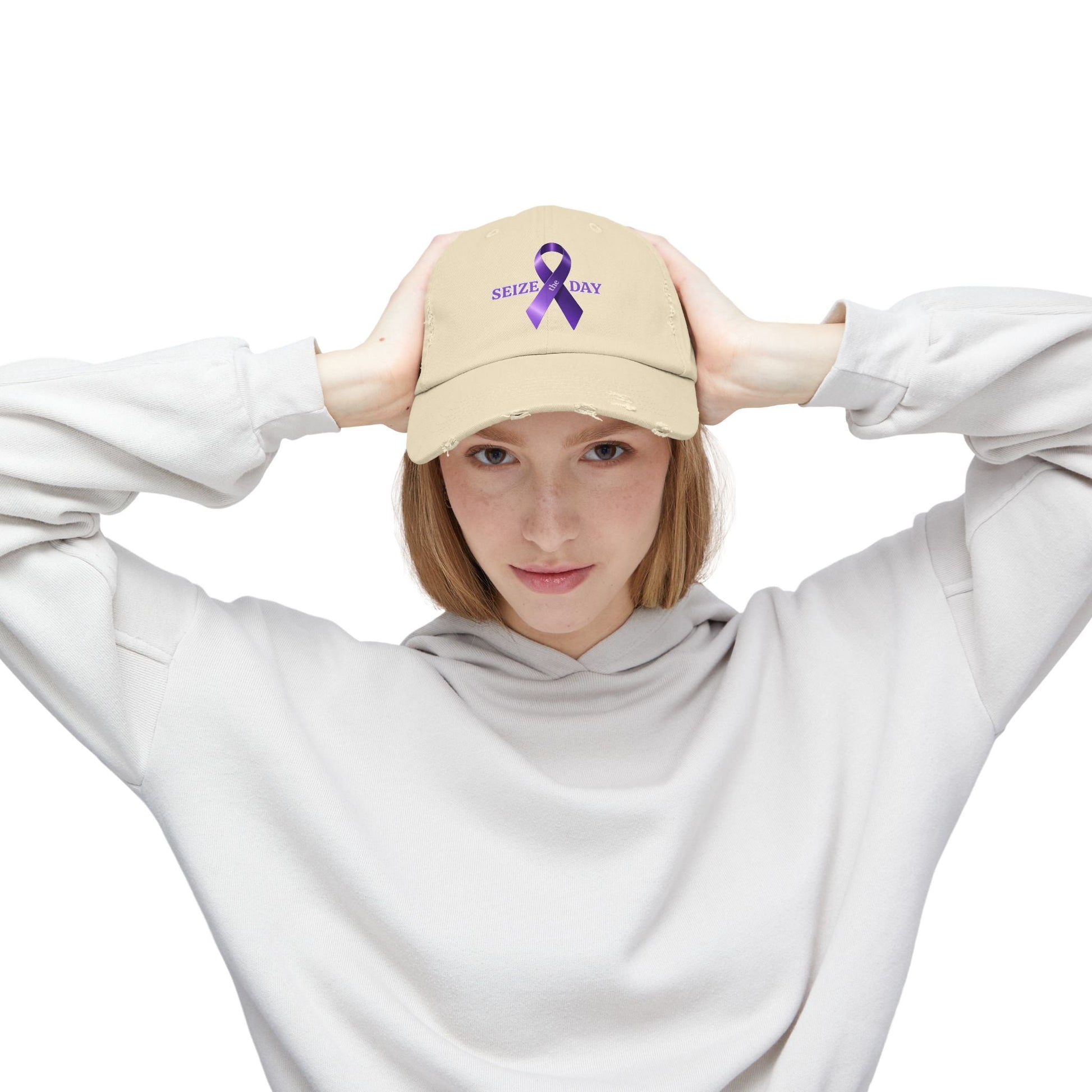 Chic Purple Ribbon Distressed Snapback Cap - Korvel