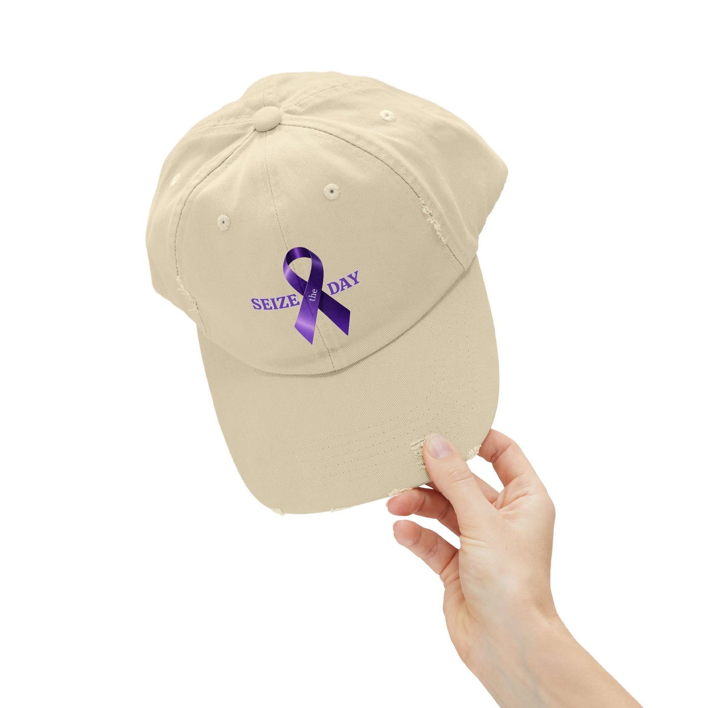 Chic Purple Ribbon Distressed Snapback Cap - Korvel