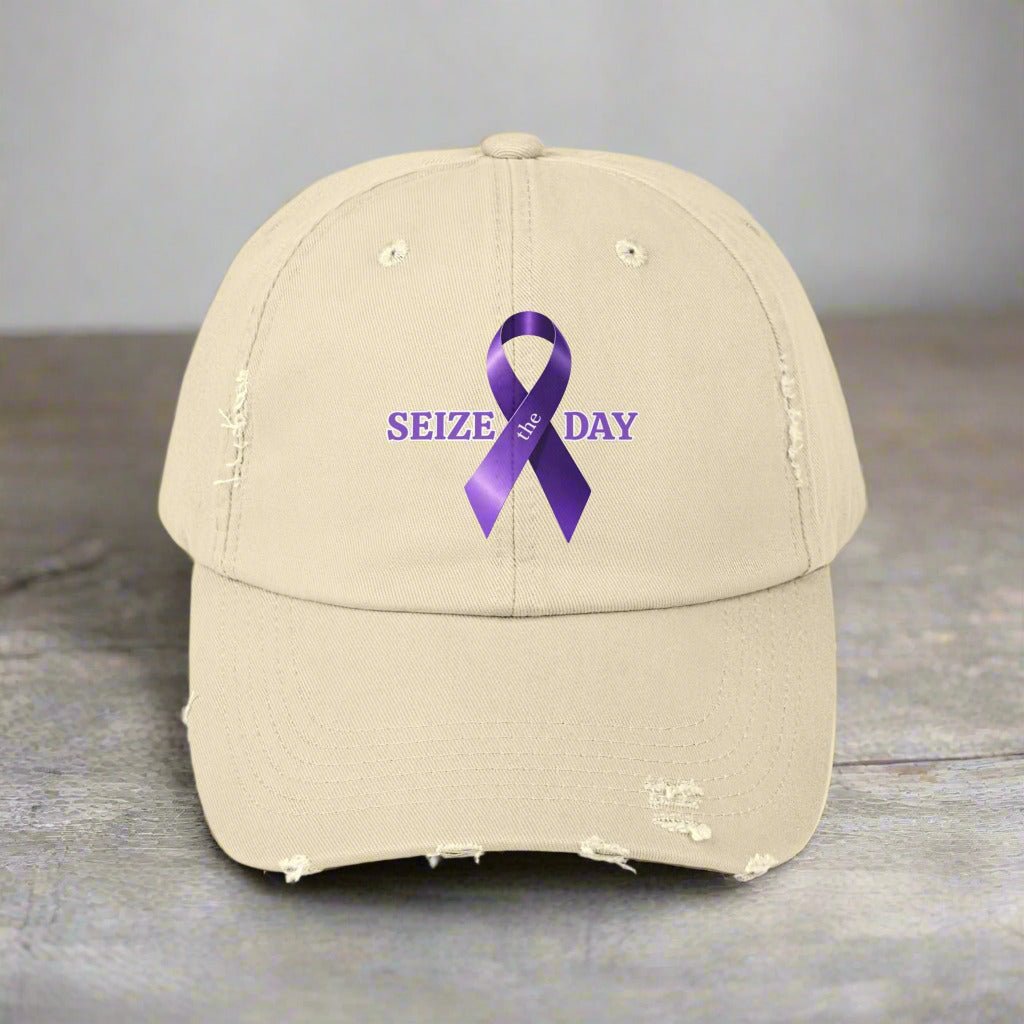 Chic Purple Ribbon Distressed Snapback Cap - Korvel