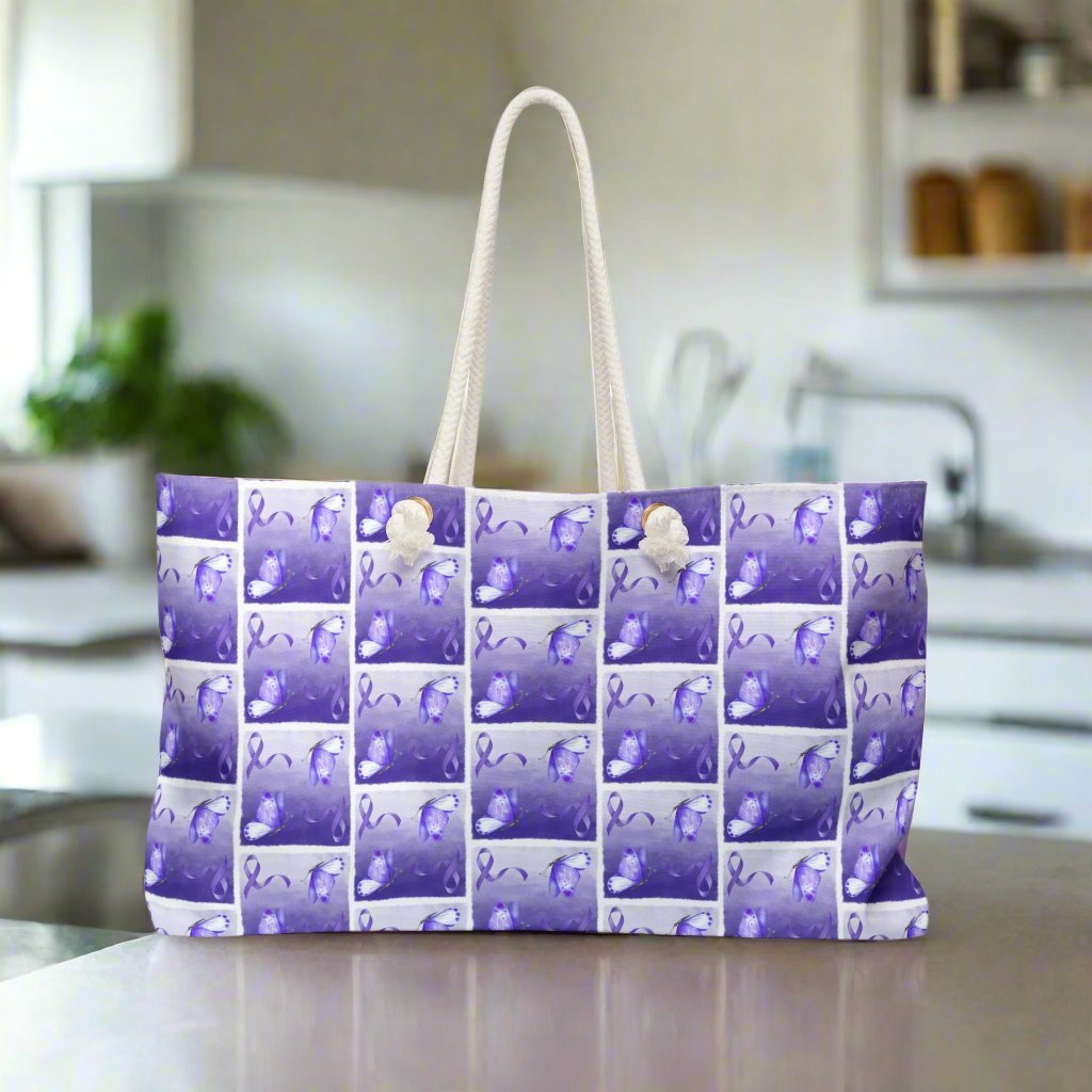 Purple Ribbon Epilepsy Awareness Travel Tote - Korvel