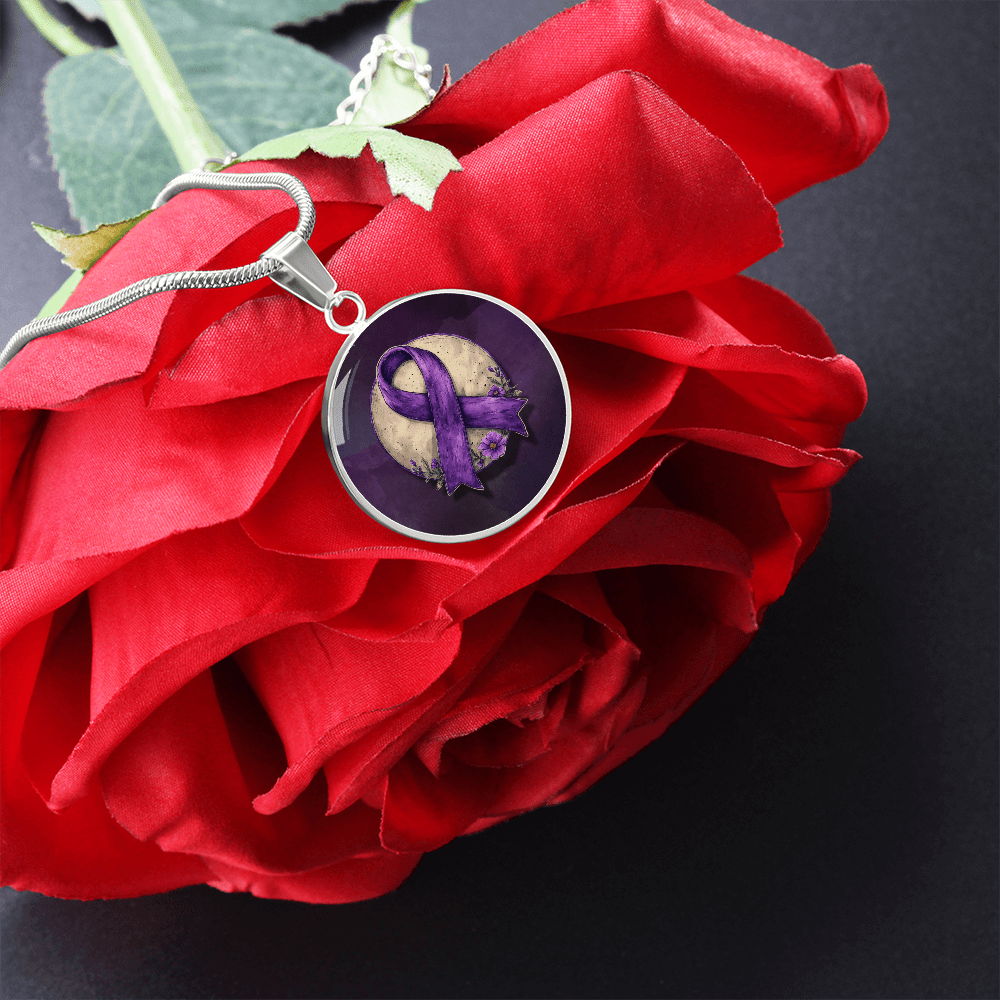 Collier Pendentif Illustration Ruban Violet
