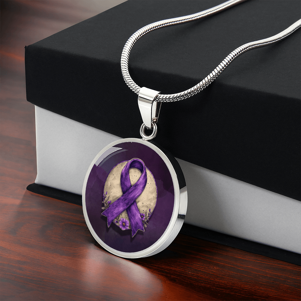 Collier Pendentif Illustration Ruban Violet