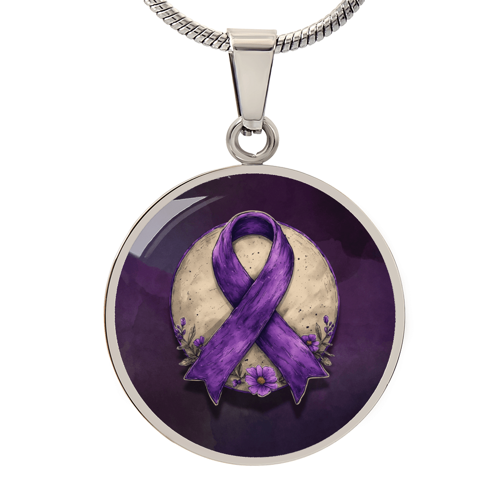 Collier Pendentif Illustration Ruban Violet
