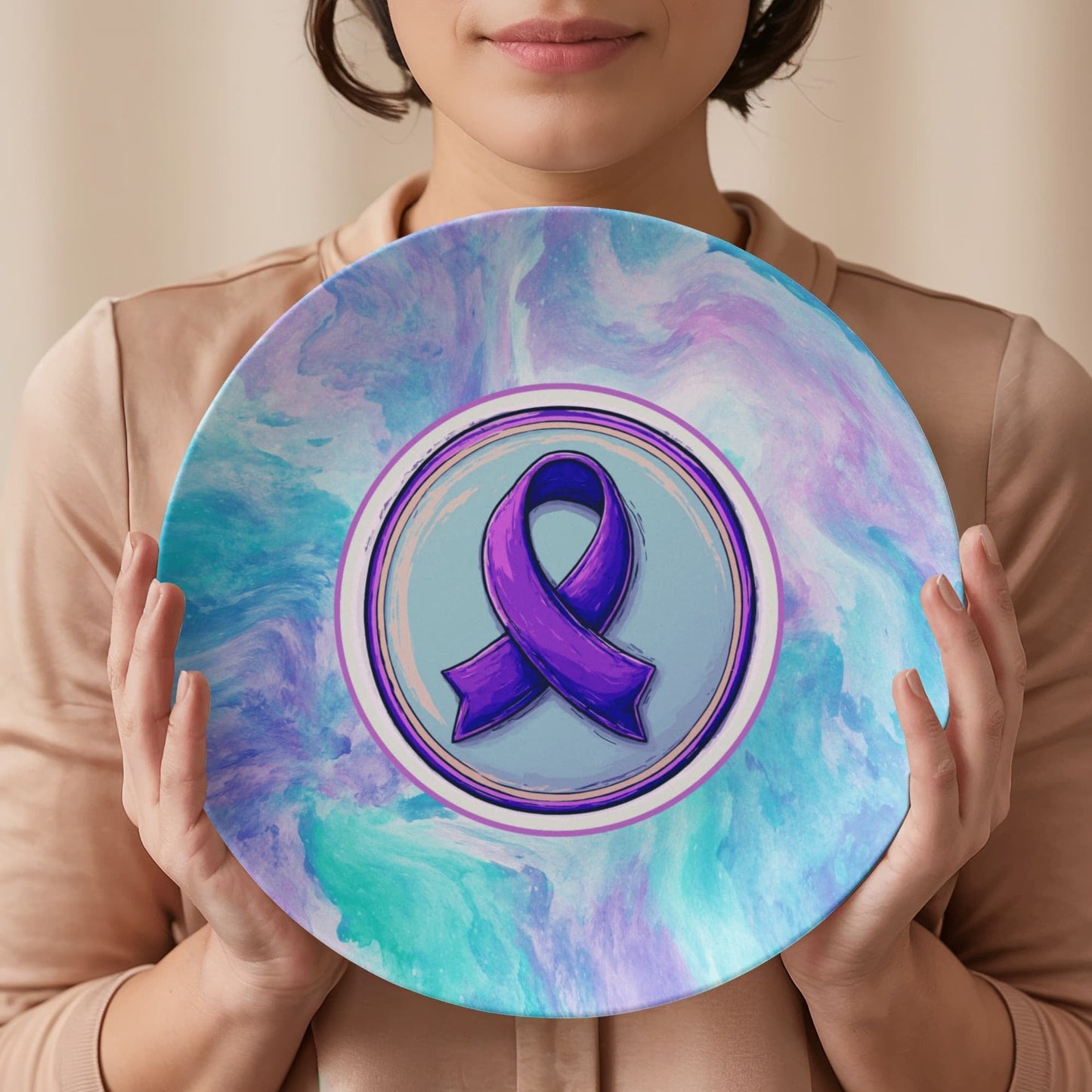 Assiette de collection avec ruban aquarelle violet
