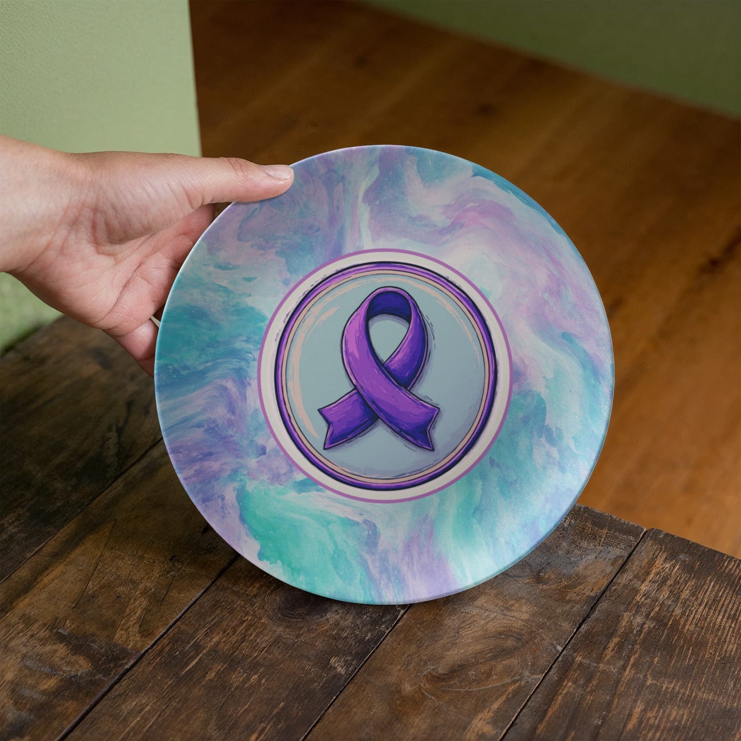 Assiette de collection avec ruban aquarelle violet