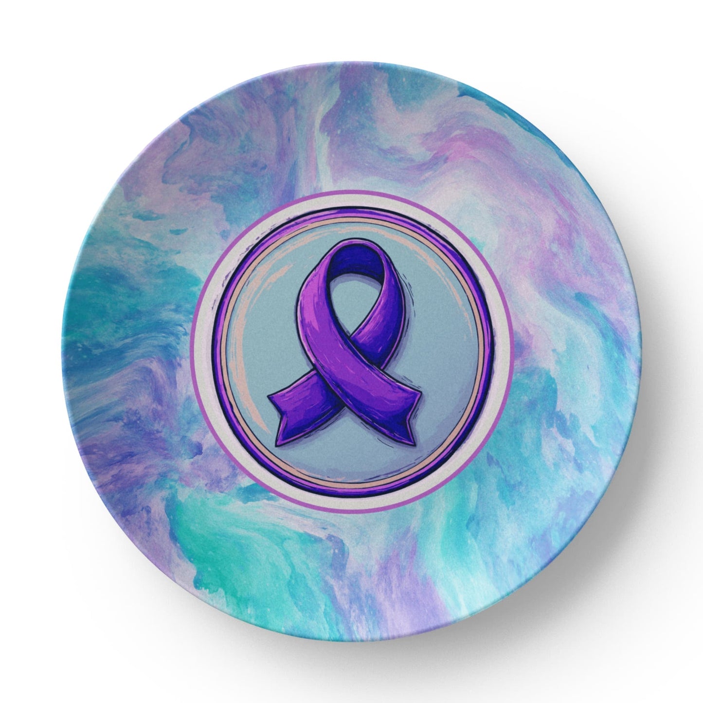 Assiette de collection avec ruban aquarelle violet