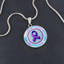 Purple Watercolor Ribbon Pendant Necklace