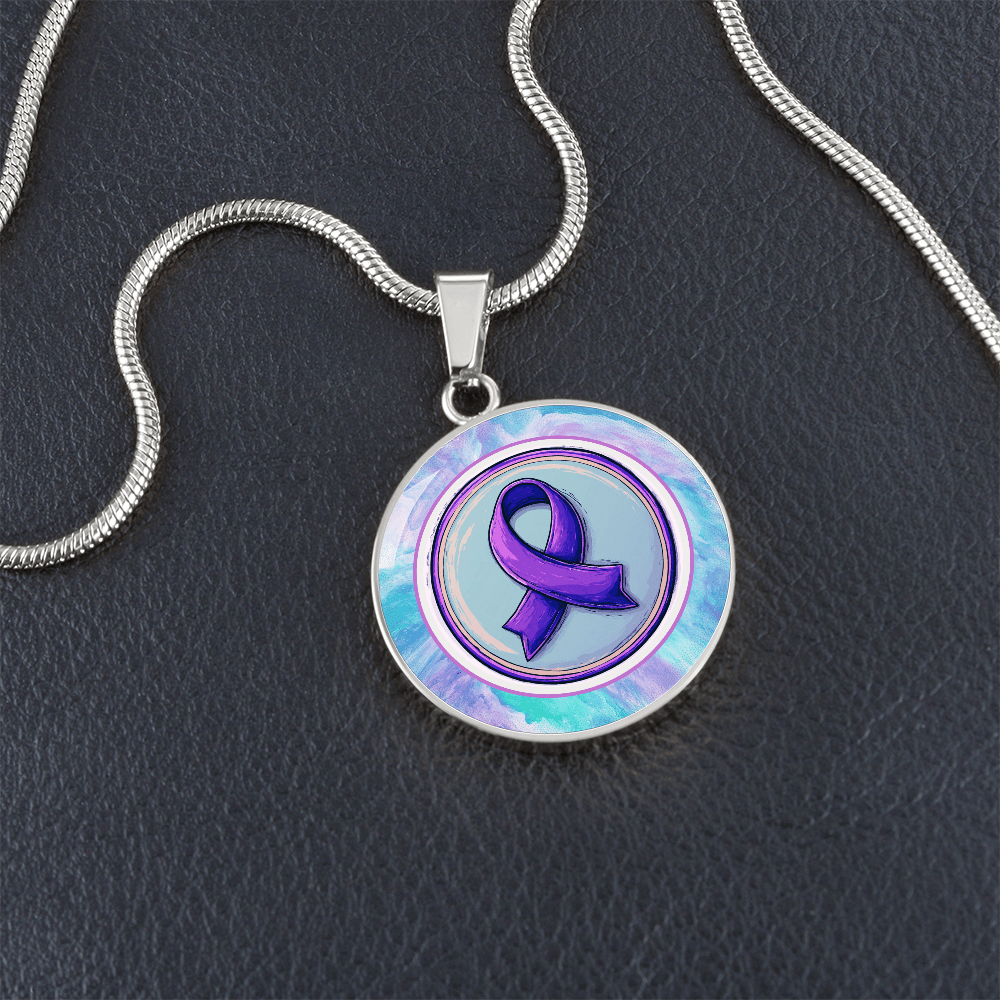 Purple Watercolor Ribbon Pendant Necklace