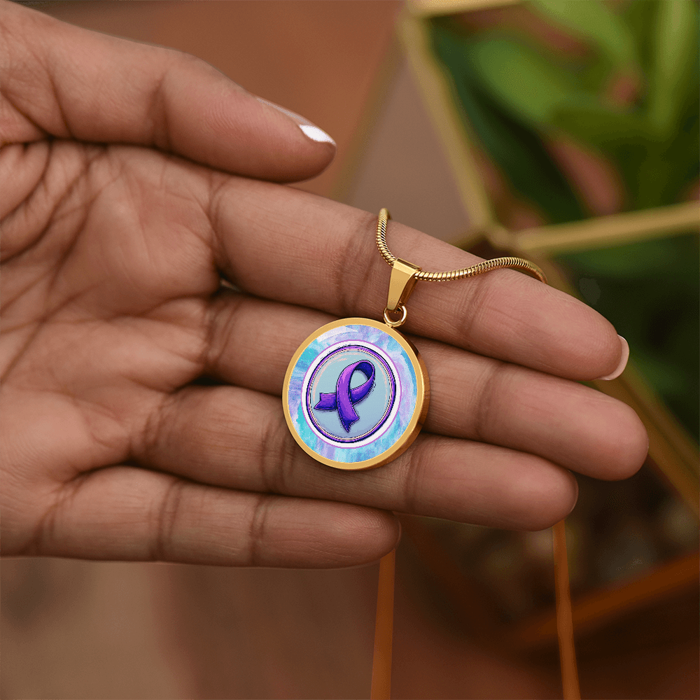Purple Watercolor Ribbon Pendant Necklace
