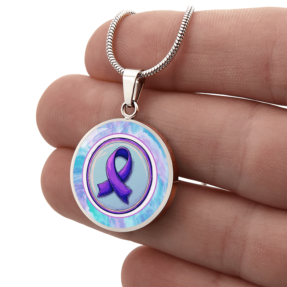 Purple Watercolor Ribbon Pendant Necklace