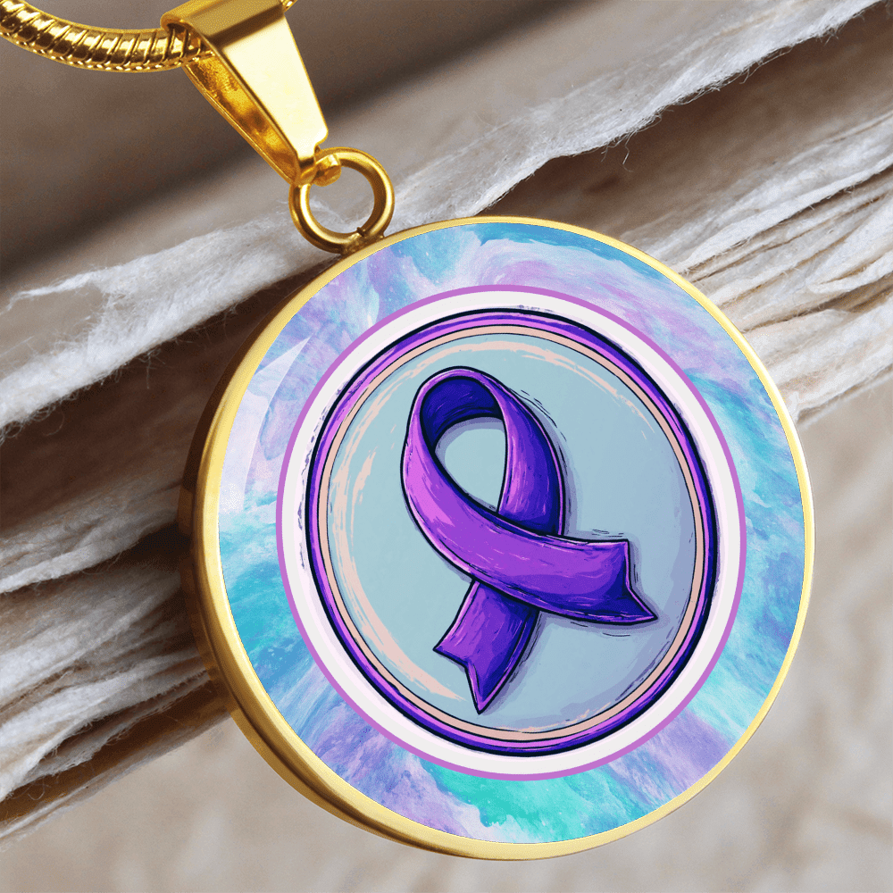 Purple Watercolor Ribbon Pendant Necklace