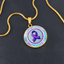 Purple Watercolor Ribbon Pendant Necklace