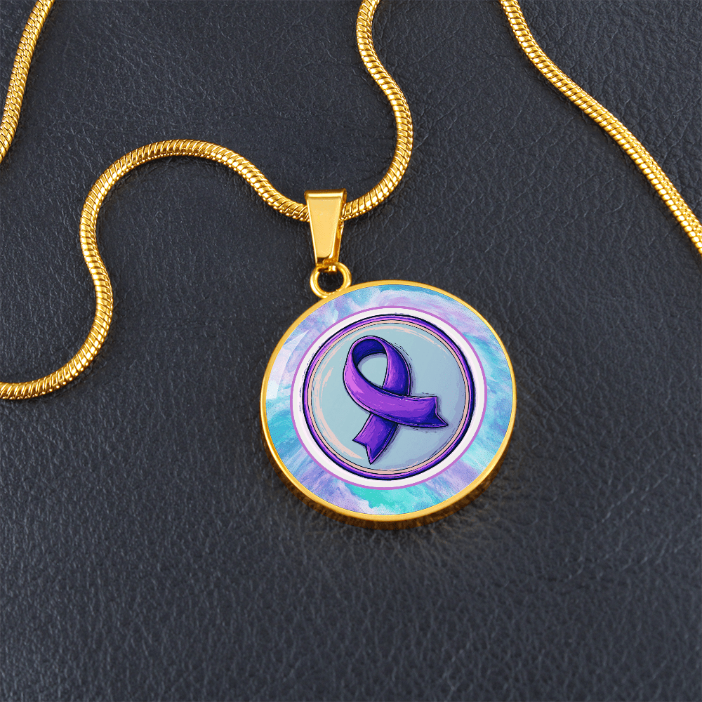 Purple Watercolor Ribbon Pendant Necklace